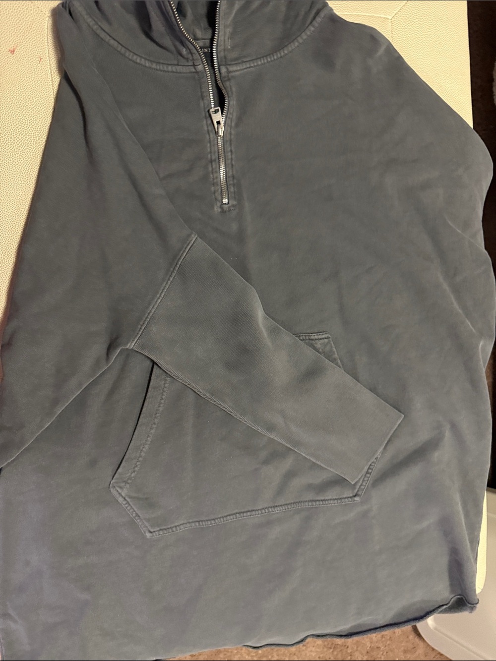 Washed Slate Blue Hooded Sweatshirt Dress - Picture 3 of 3